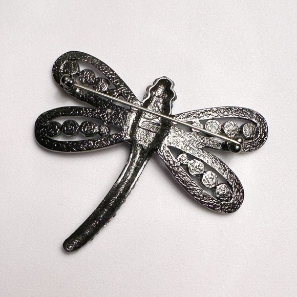 Vintage Tara Dragonfly Brooch Pin with Purple & Blue Aurora Borealis Rhinestones - Picture 3 of 5